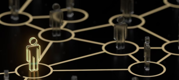 glowing character symbols connected with other characters